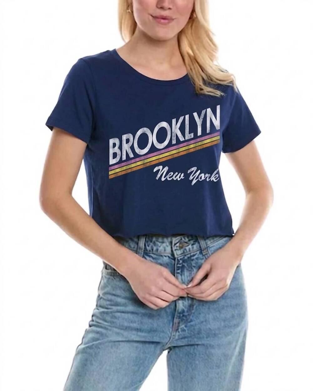 NEW PRINCE PETER COLLECTION brooklyn stripe crop tee in navy